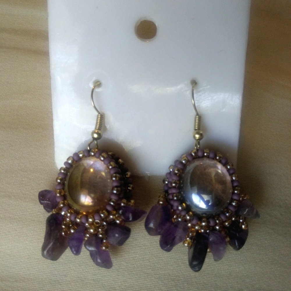 SOLD "Purple Haze" Handmade Bead Earrings